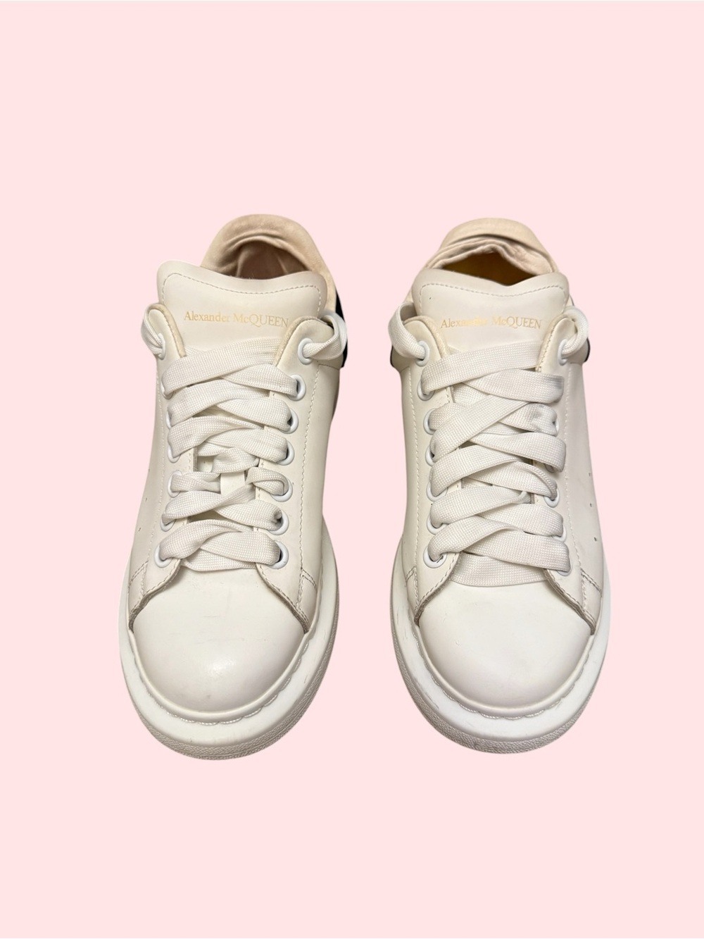 Alexander McQueen Oversized Sneaker White Black Lace-Up Low Top Size 37 - Picture 2 of 12